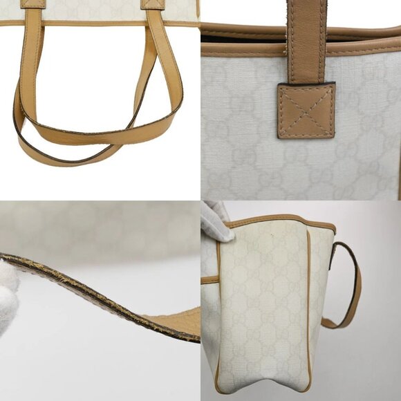 GUCCI Logo GG Shoulder Tote Bag PVC Leather White GHW Italy - Picture 8 of 16